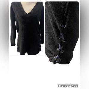 Free People Tie It Up Black Sweater XS